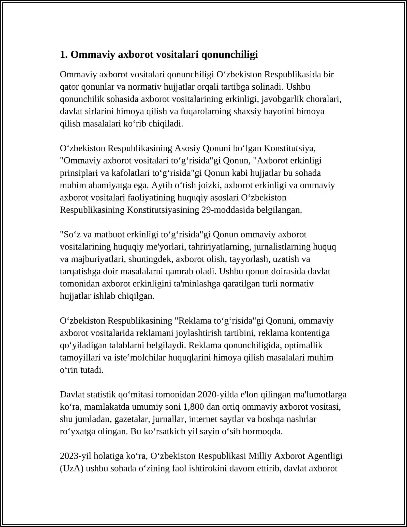 Ommaviy axborot vositalari qonunchiligi 4