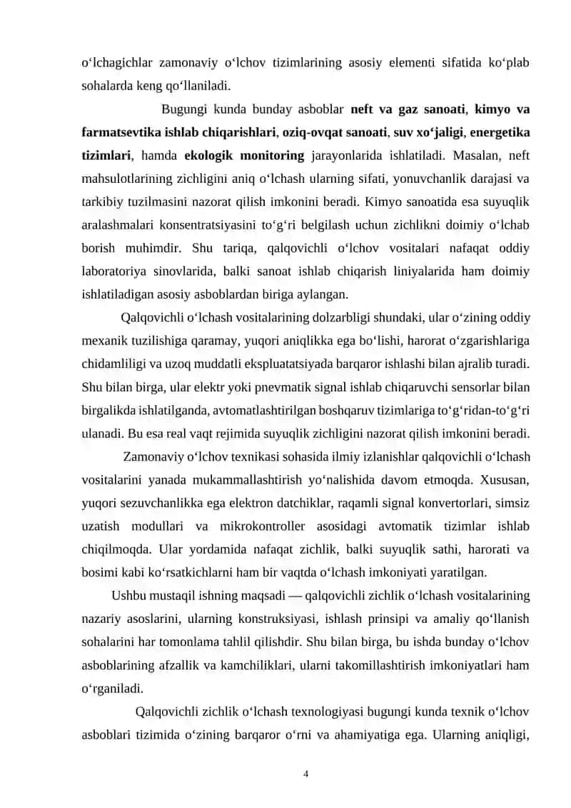 Qalqovichli zichlik o'lchash vositalari 4
