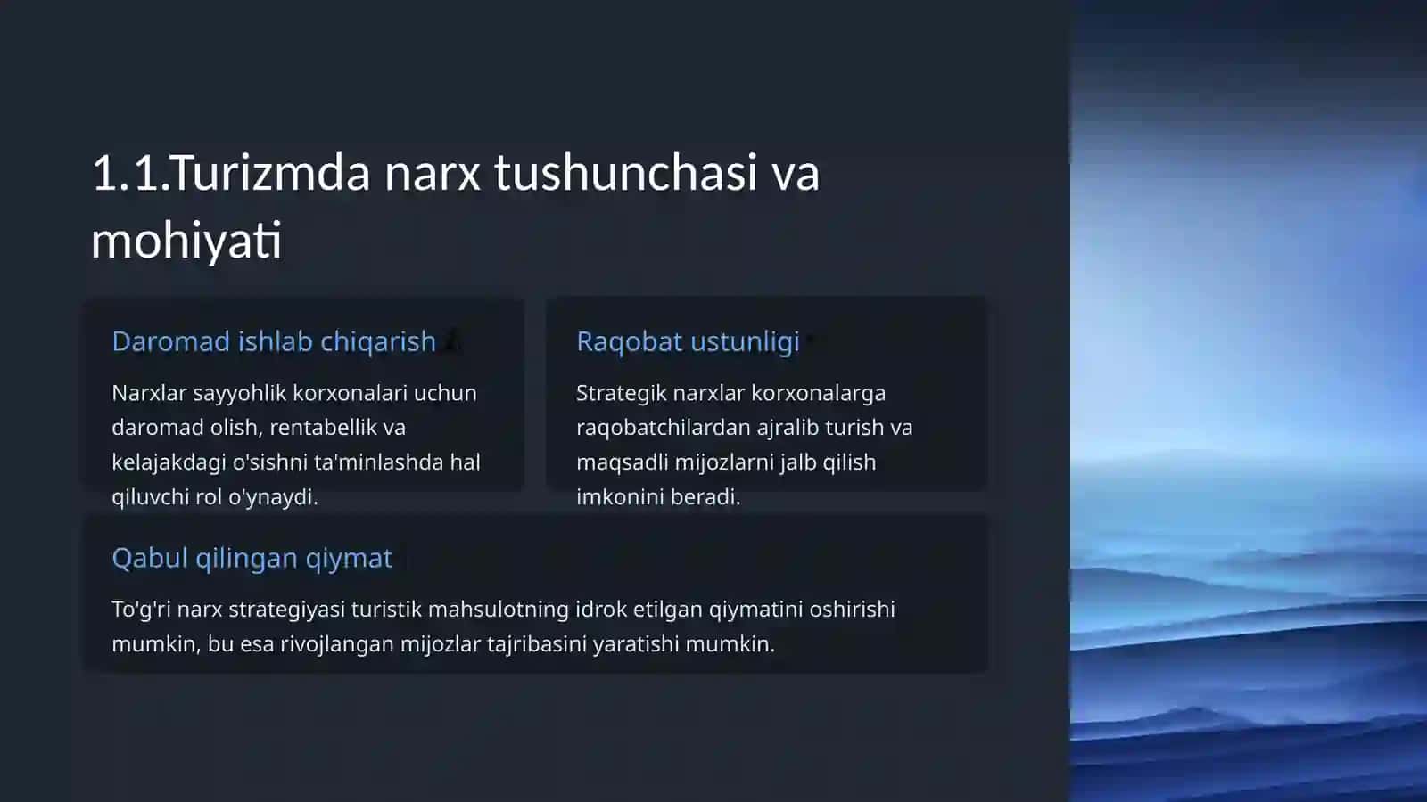Turizmda narx belgilash 4