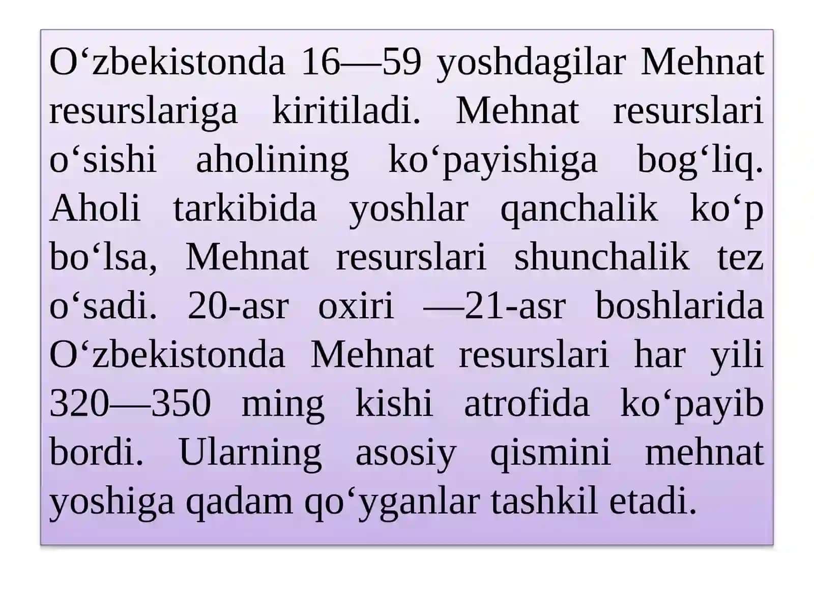 Aholi Soni va Mehnat Resurslari 4
