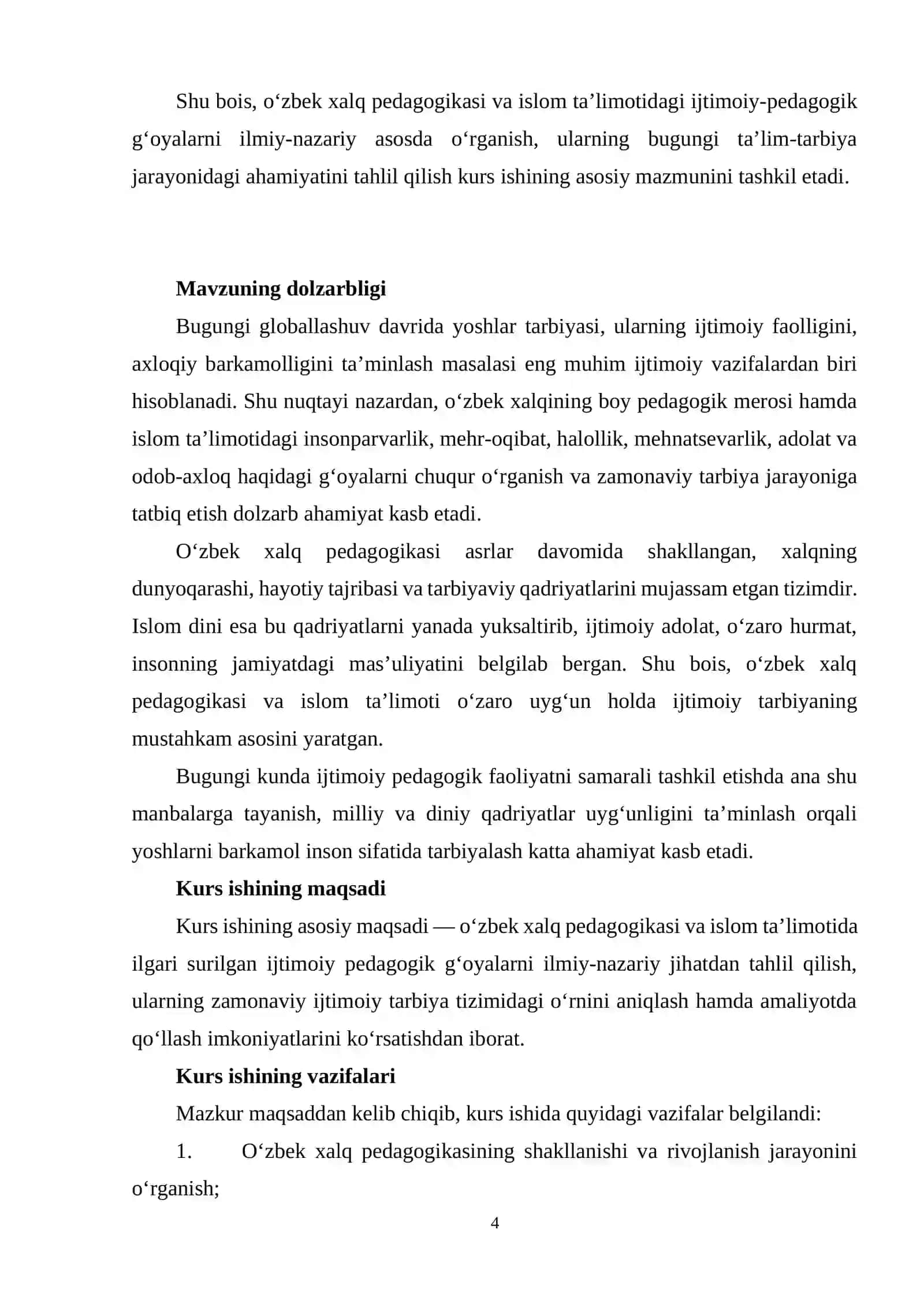 O'zbek xalq pedagogikasi va islom ijtimoiy pedagogik g'oyalar 4