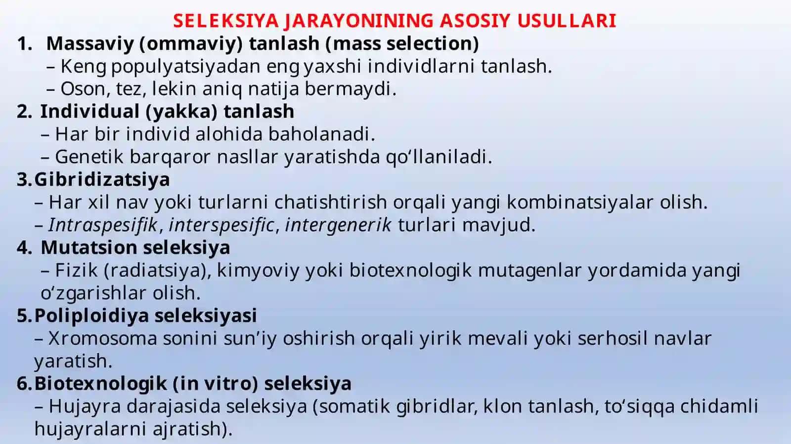 SELEKSIYA JARAYONINI TASHKIL ETISH 4