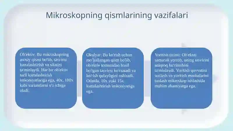 Mikroskop tuzilishi va uning kattalashtirishi 4
