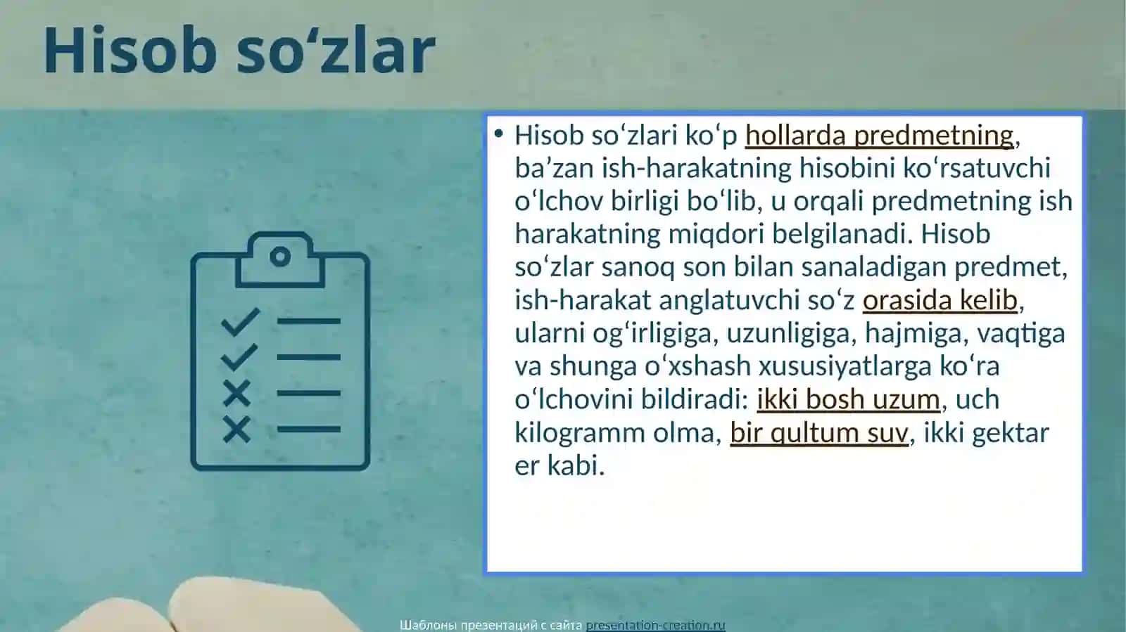 O‘ZBEK TILIDA HISOB SO‘ZLARNING QO‘LLANILISHI 4