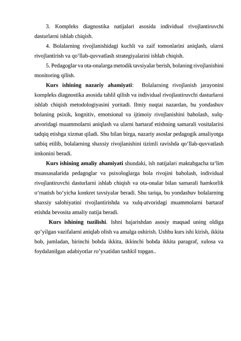 Kompleks Diagnostik Yondashuv Kurs Ishi 4