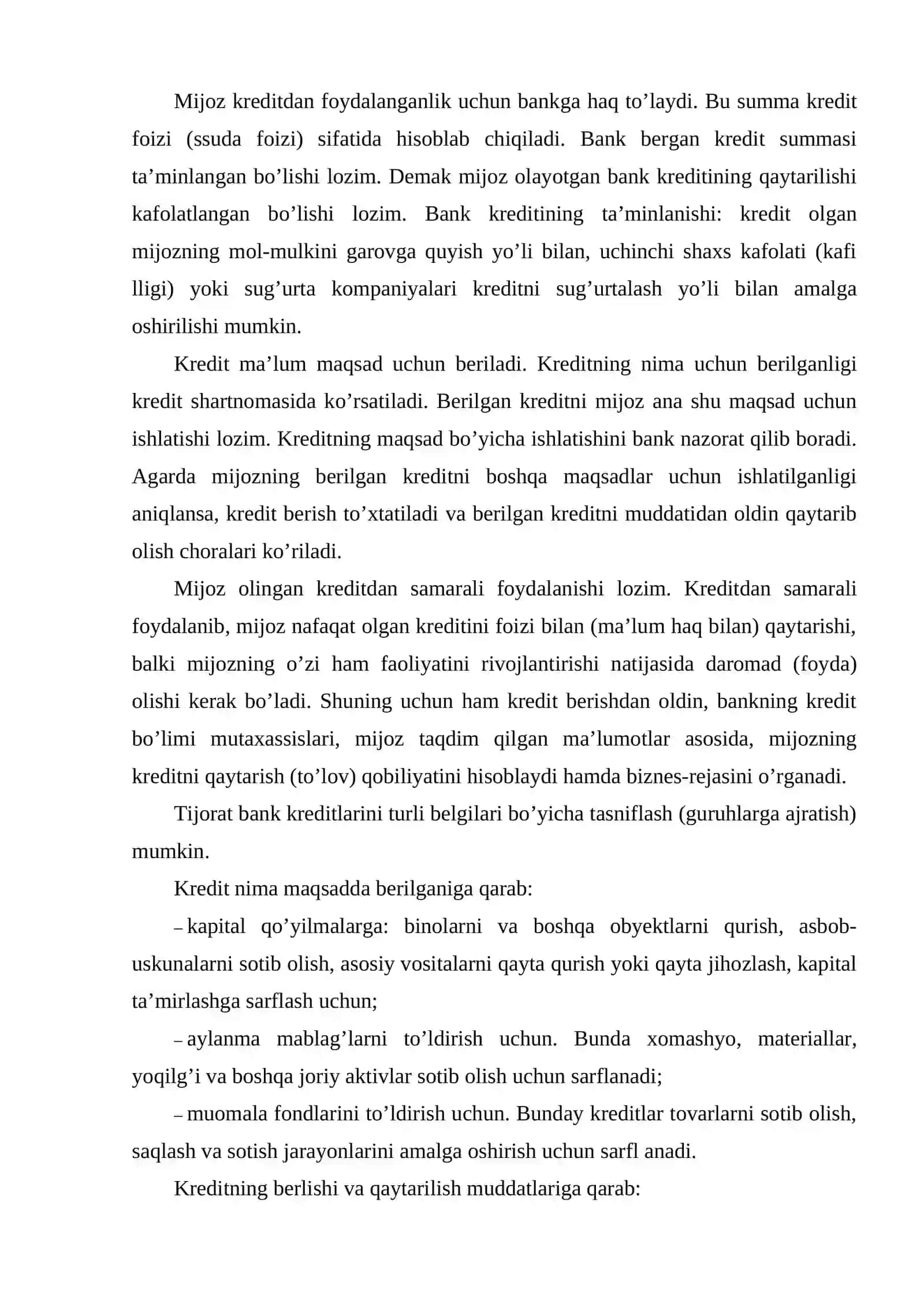 Kreditning mohiyati, ahamiyati va turlari 4