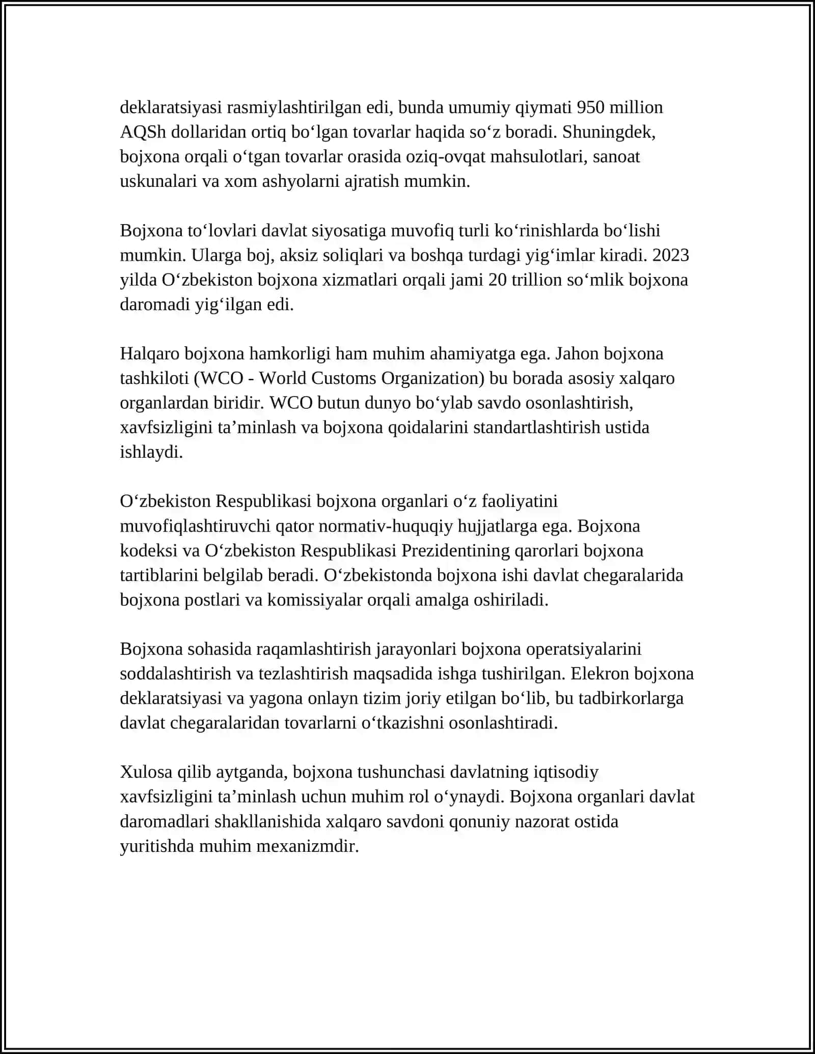 BOJXONA VA ULARNING TURLARI 4