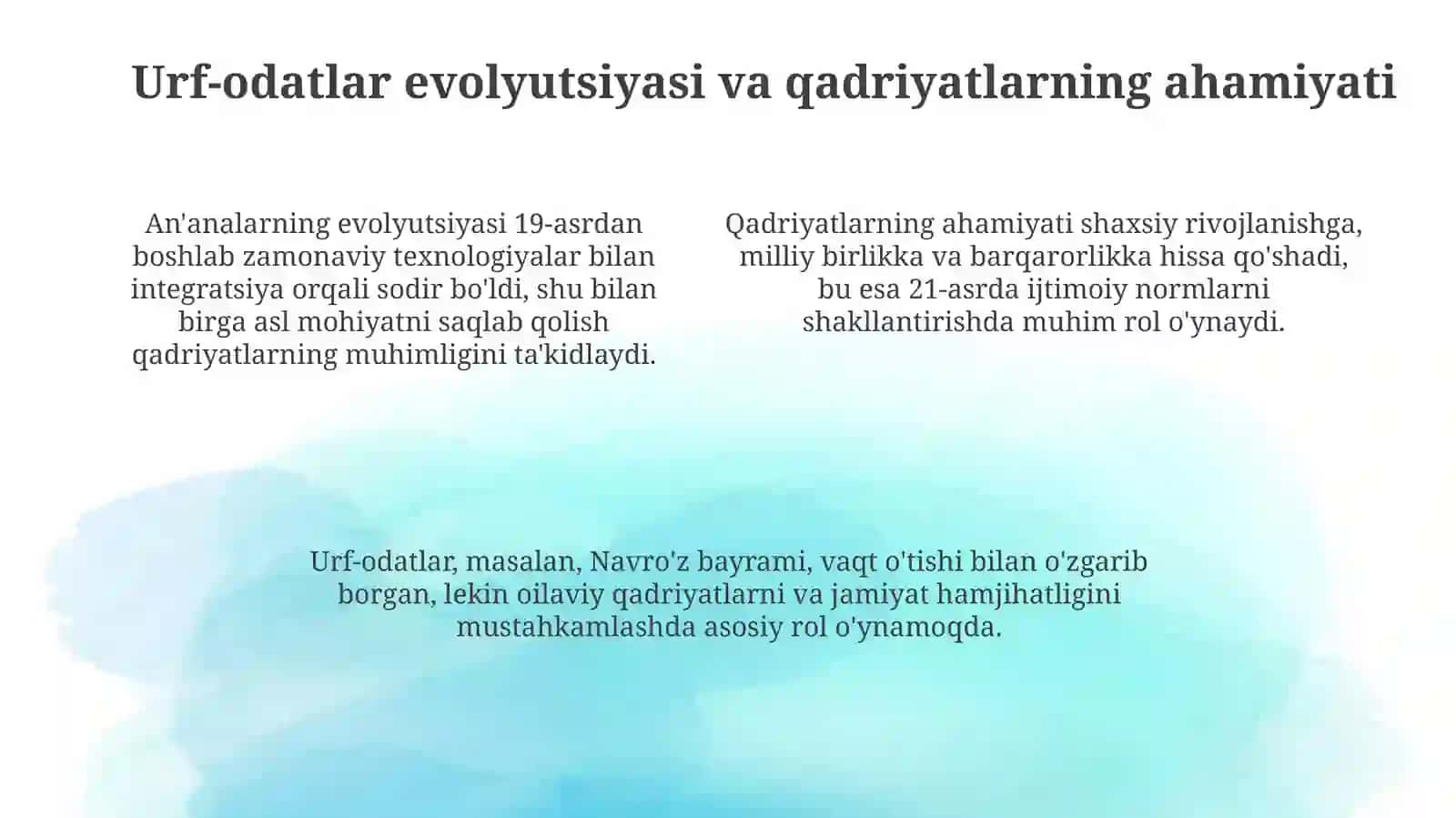 Milliy odatlar va qadriyatlar - el iftixori 4