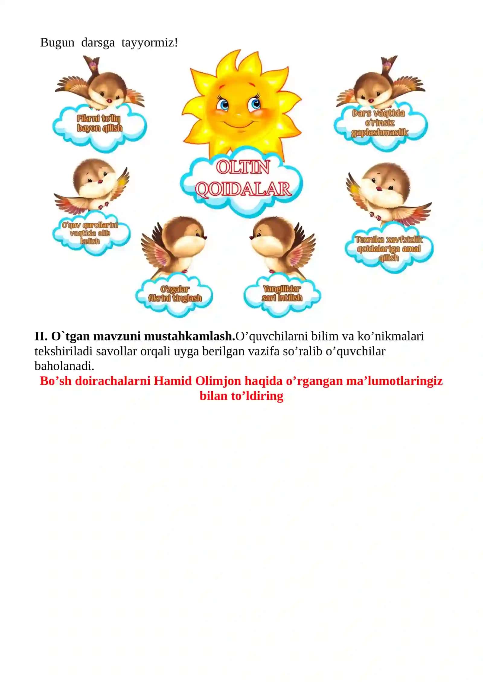 Maqsadiga erishgan bolalar mavzusida 3-sinf O'qish fanidan dars ishlanmasi 4
