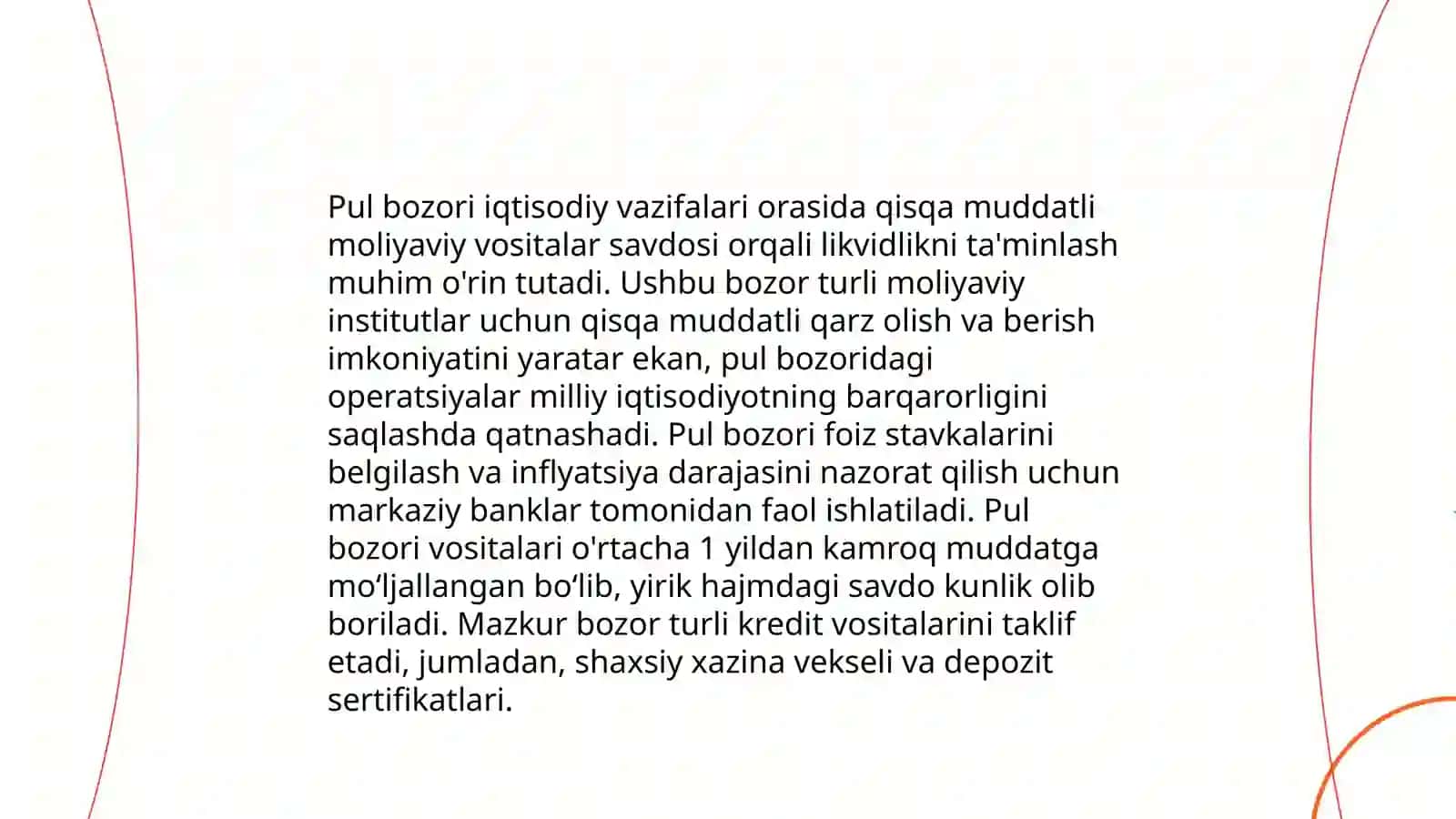 Pul bozorining iqtisodiy mohiyati, vujudga kelishi va qoʻllanishi xususiyatlari 4