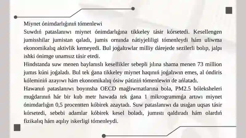 Suwdıń pataslanıwınan kelip shıǵatuǵ 4