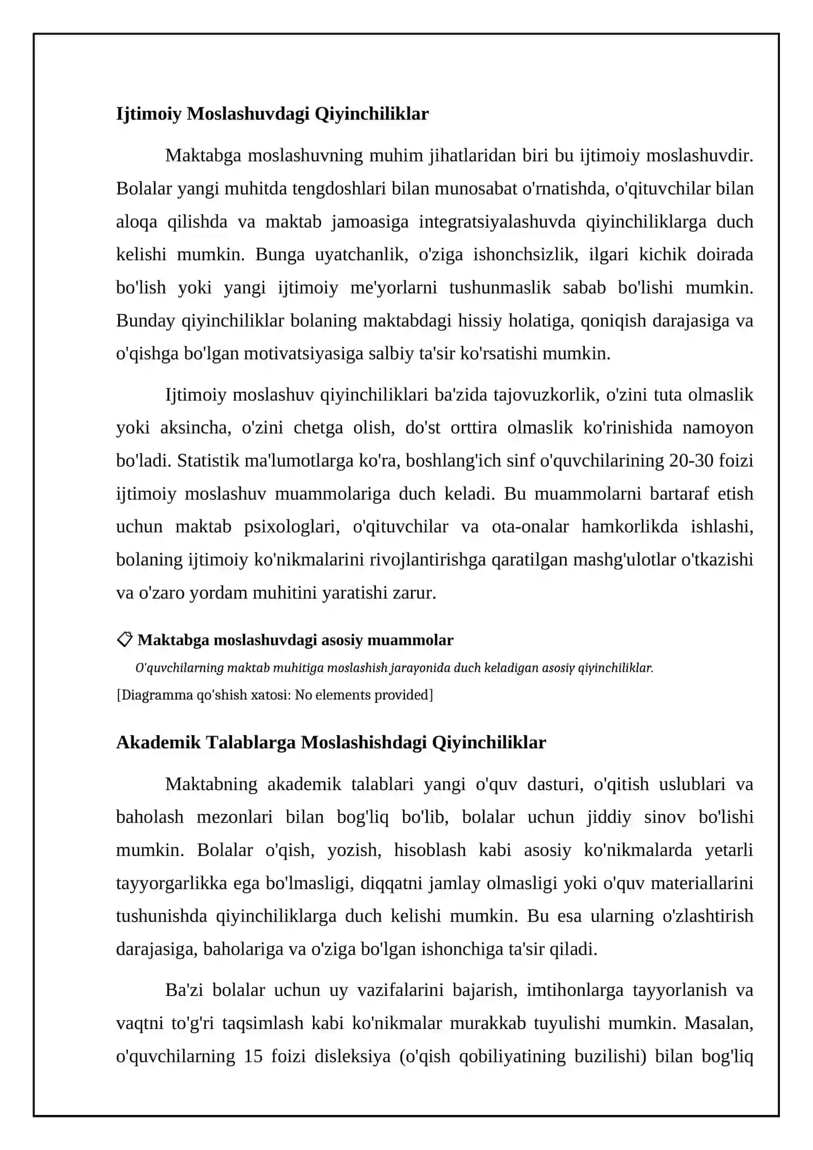 Maktabga moslashuvdagi asosiy muammolar 4