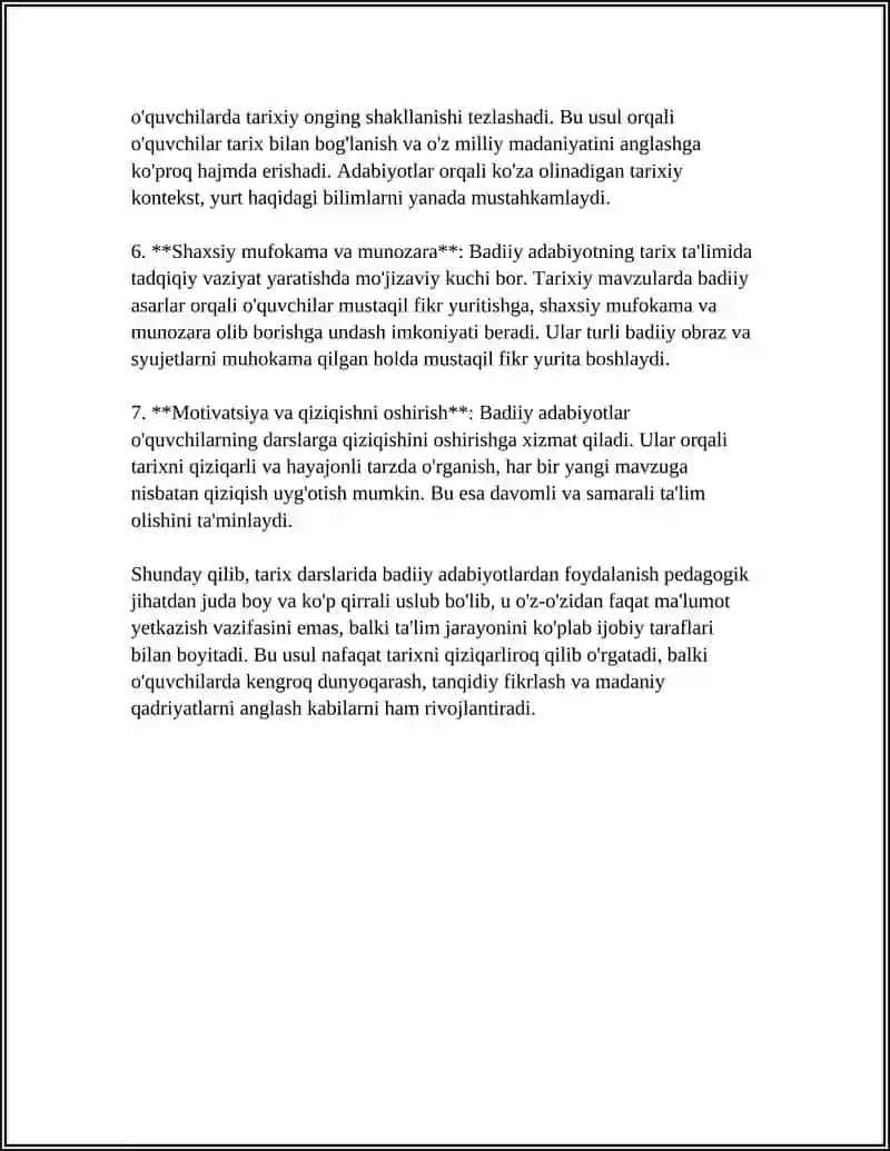 TARIX DARSLARIDA BADIIY ADABIYOTLARDAN FOYDALANISH 4