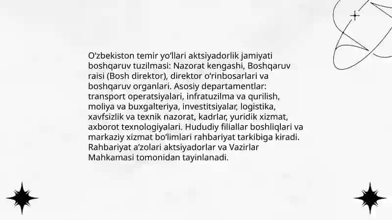 Oʻzbekiston temir yoʻllari oksanerlik jamiyati 4