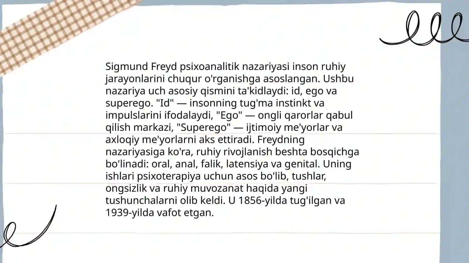 Shaxs nazariyasida psixodinamik yo'nalish 4