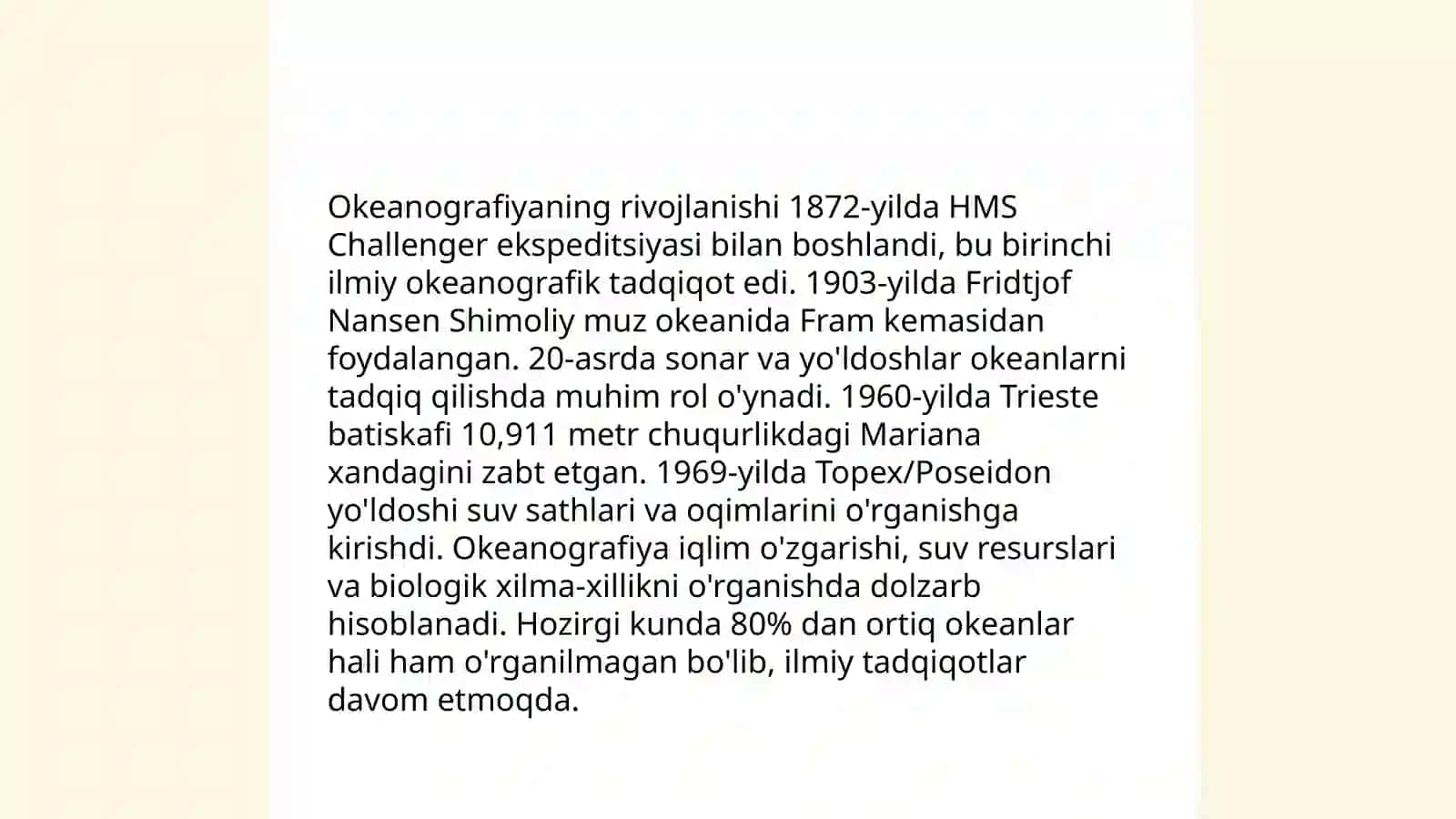 Dunyo okeaning o'rganilish tarixi 4