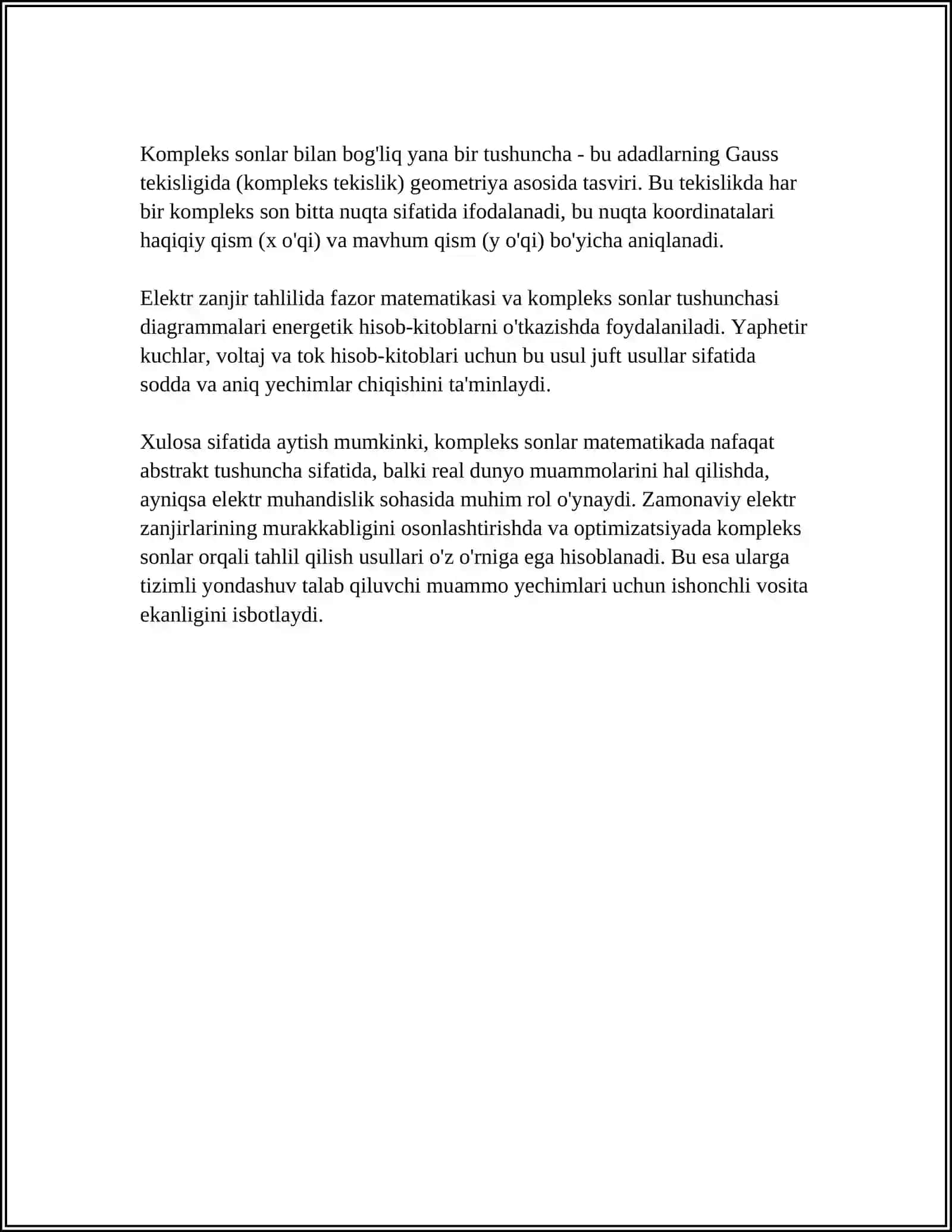ELEKTR ZANJIR TAHLILIDA QATORLAR TATBIQLARI 4