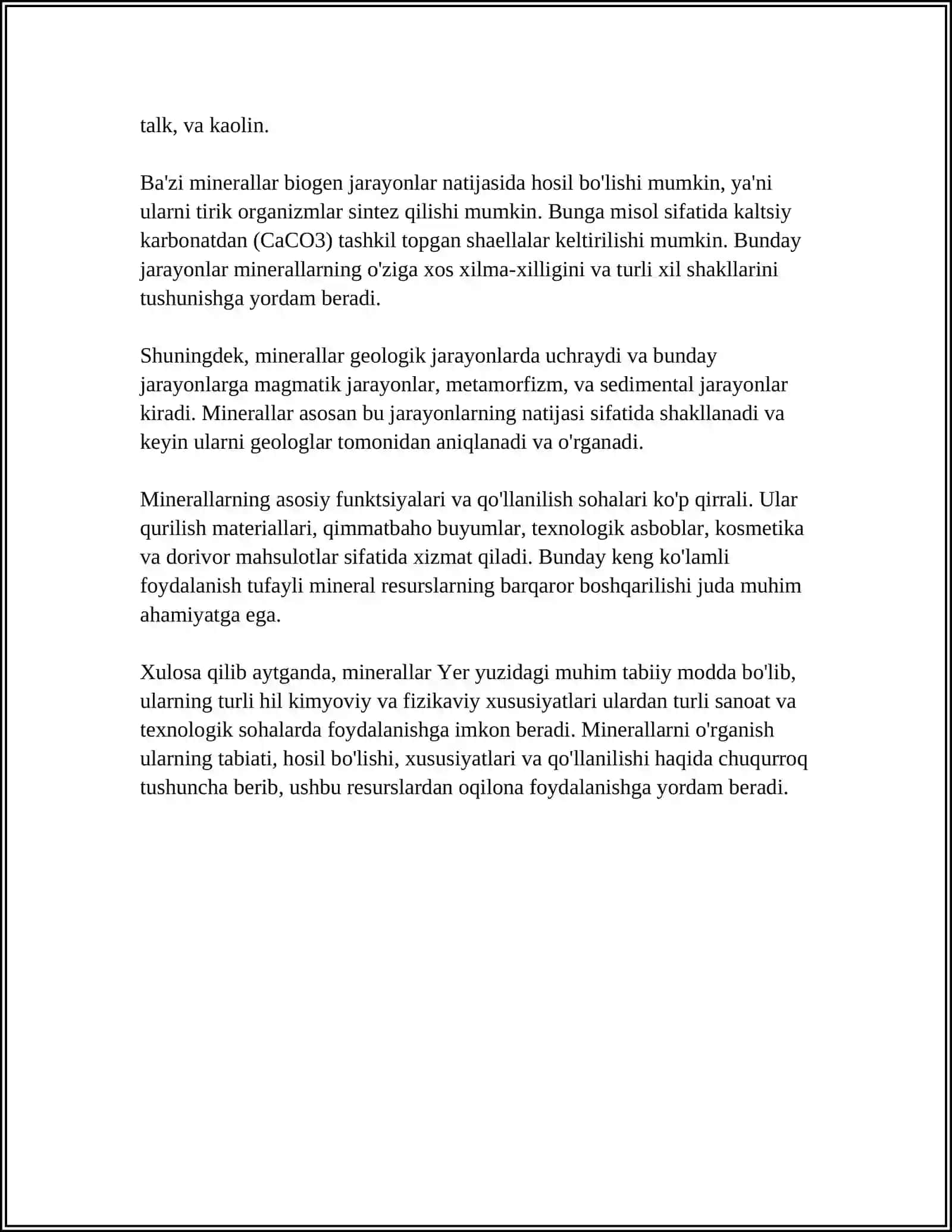 MINERALLAR VA KAOLINLAR HAQIDA 4