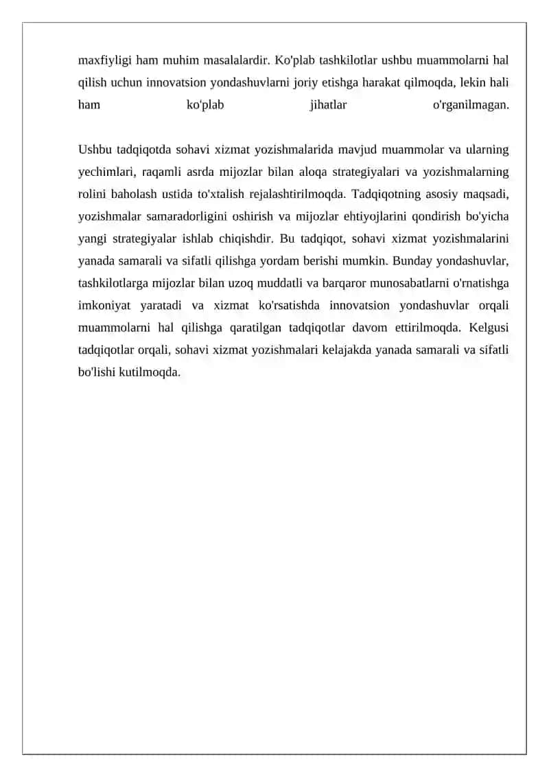 Sohaviy xizmat yozishmalari 4