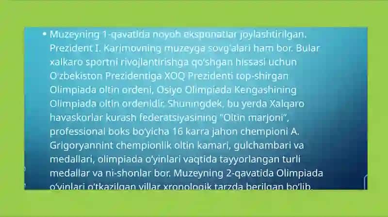 Olimpiya shon –shuhrati muzeyi haqida 4