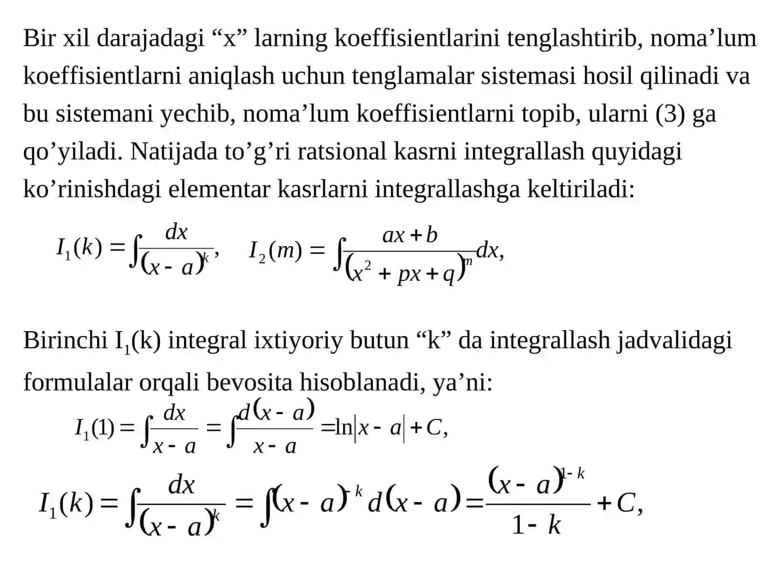 9-Ma’ruza. Kasr ratsional funksiyani integrallash 4