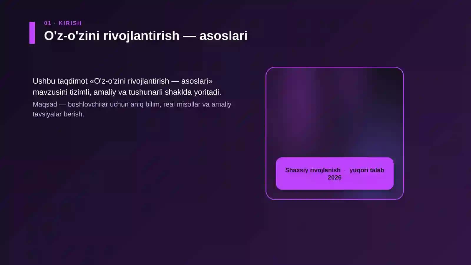 O'z-o'zini rivojlantirish — asoslari 4