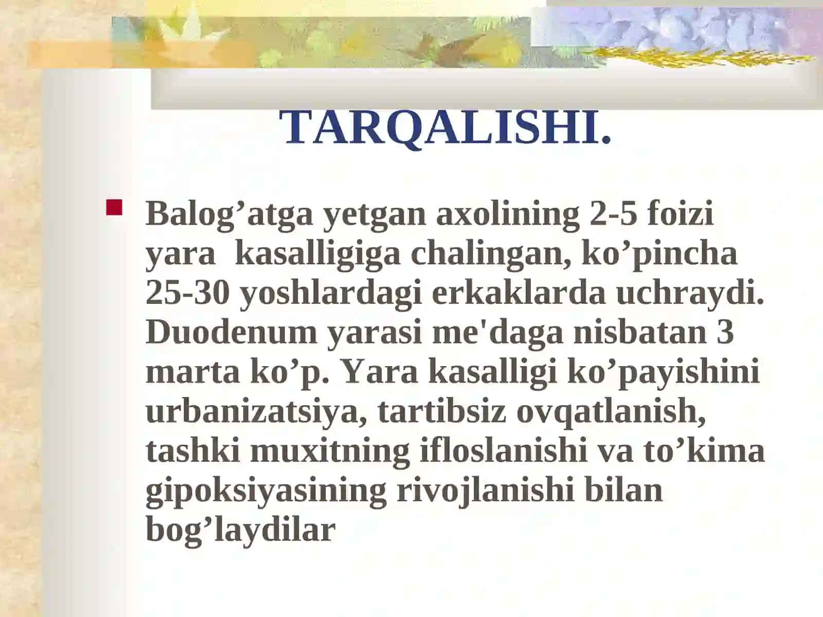 ME'DA VA O`NIKKI BARMOQLI ICHAK YARA KASALLIGI 4