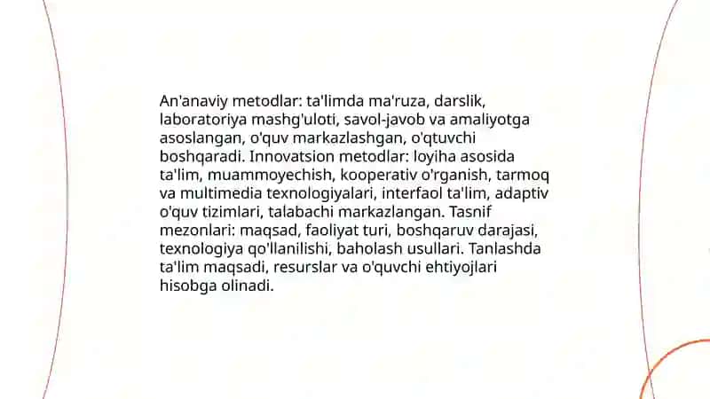 Ta'lim metodlarini tasniflash 4
