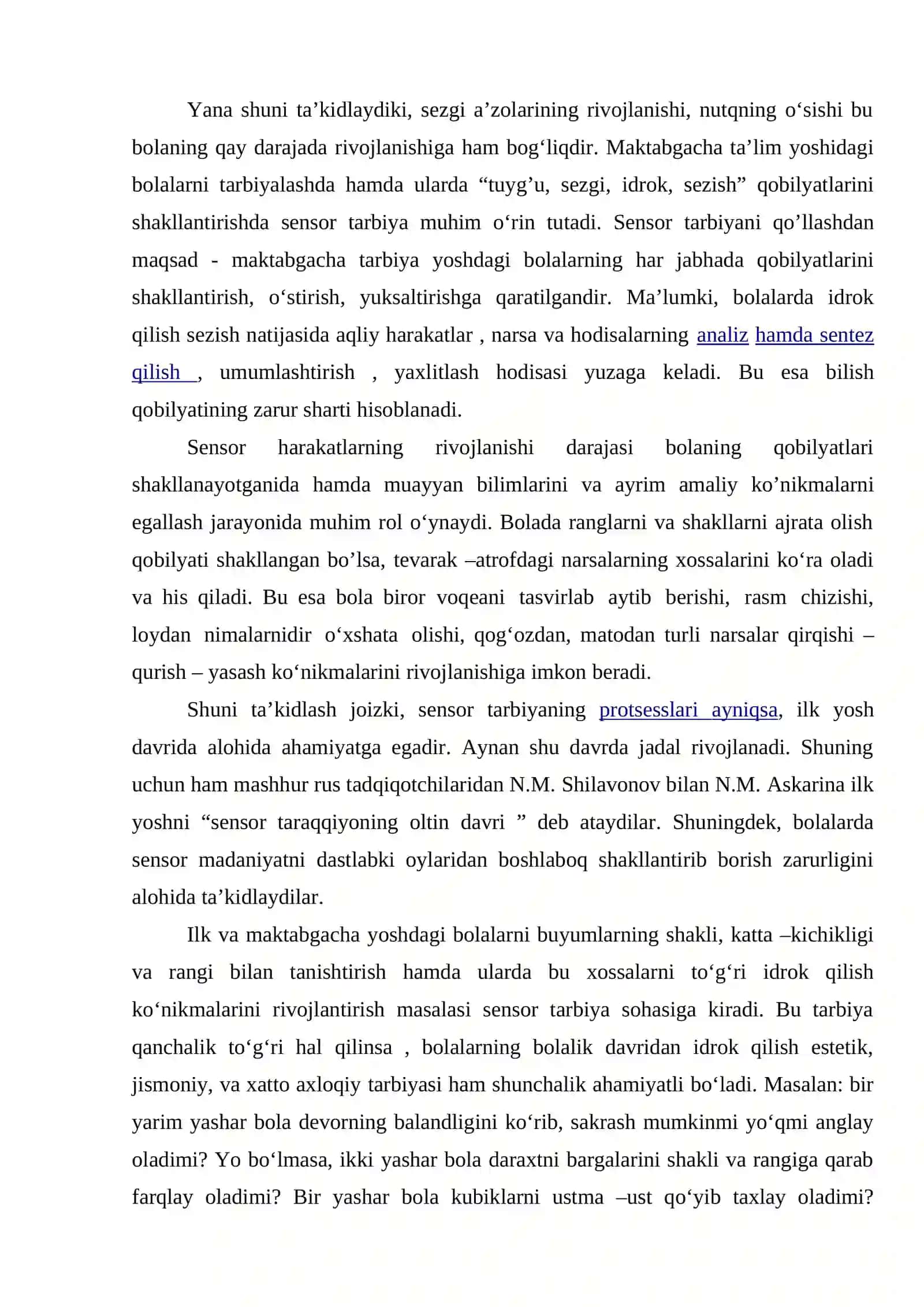 MAKTABGACHA TA’LIM TASHKILOTLARIDA SENSOR TARBIYANI TASHKIL ETISH 4