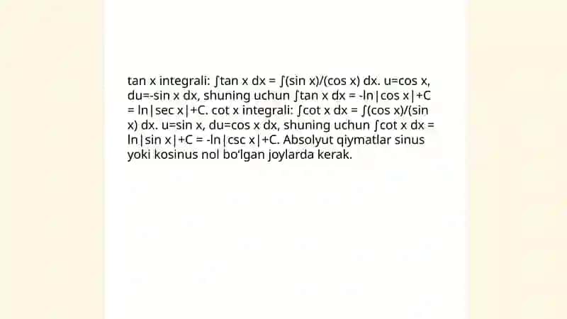 Trigonametrik funksiyalarni integrallash 4