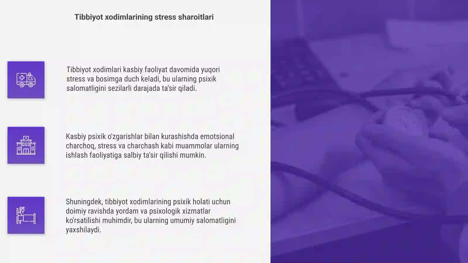 Tibbiyot xodimlarida ro‘y beradigan kasbiy psixik o'zgarishlar 4