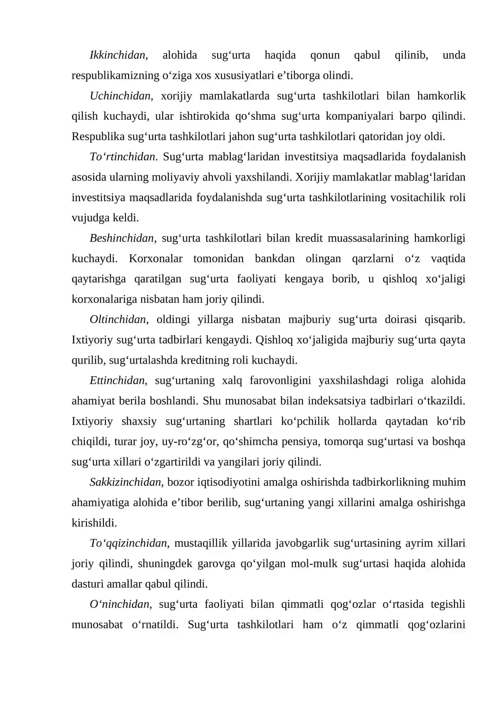 Sug'urtaning Iqtisodiyotdagi Ahamiyati 4