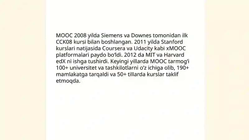 Ommaviy onlayn ochiq kurslar (MOOC) 4