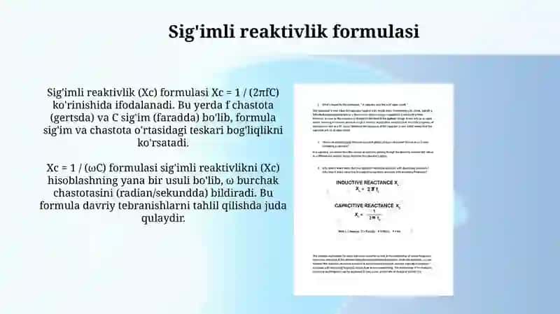 O'zgaruvchantok zanjirida sig'imqarshiligi 4