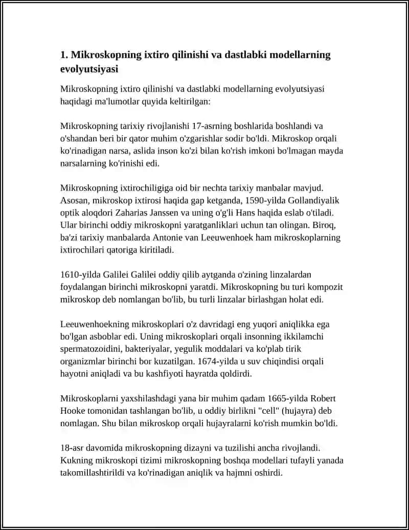 MIKROSKOPNING IXTIRO QILINISHI VA BIOLOGIC TARAQQIYOTLARDA QO‘LLANILISHI 4
