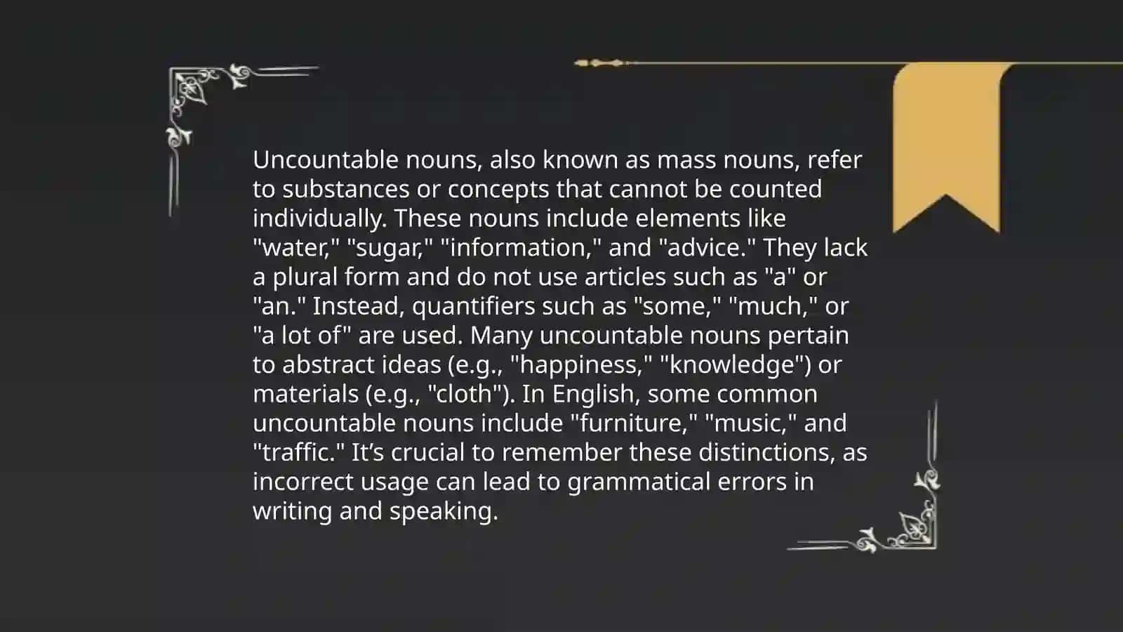 Definition of Uncountable Nouns 4
