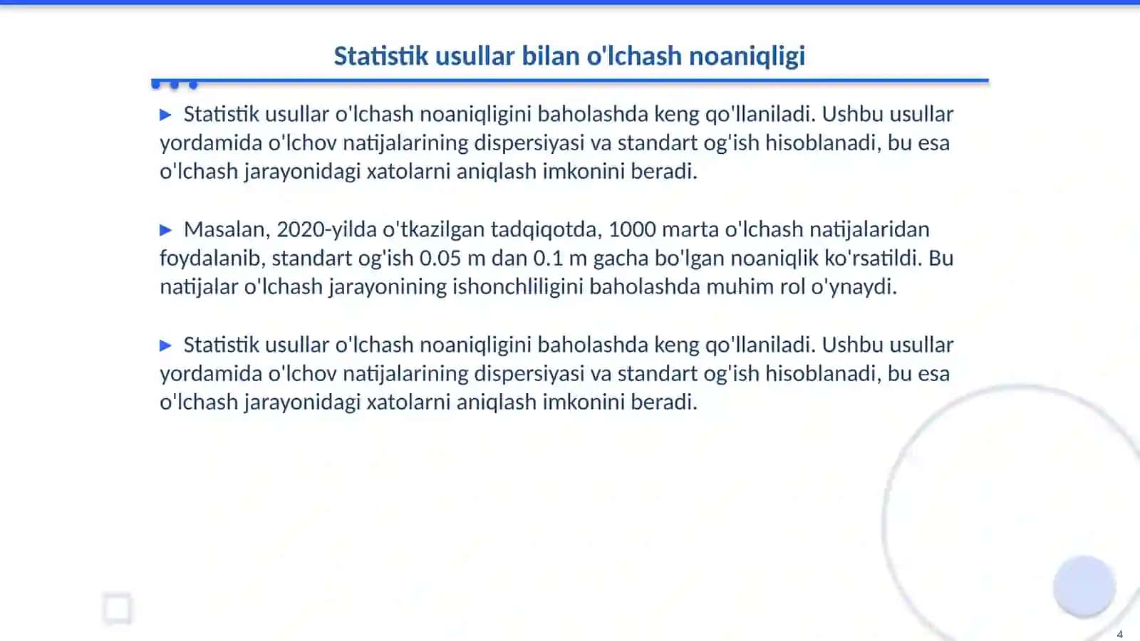 Oʻlchash noaniqligini baholash usullari 4