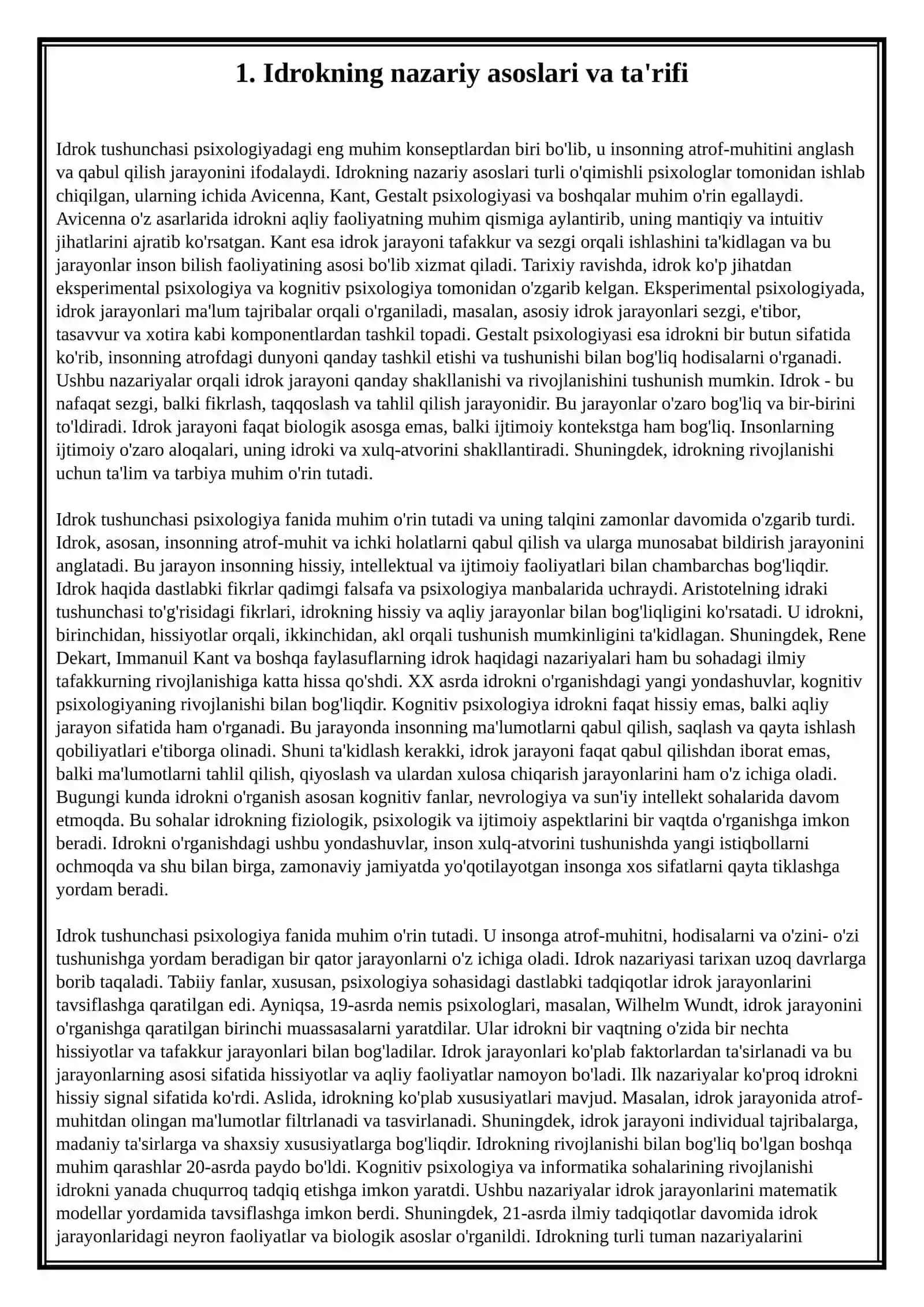Idrok haqida tushuncha va uning xususiyatlari 4