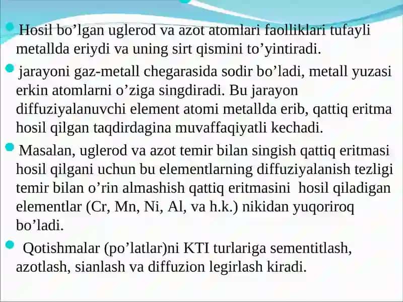 Po‘latlarga kimyoviy-termik ishlov berish 4