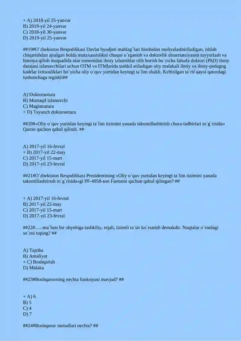 UMUMIY PEDAGOGIKA FANIDAN TEST SAVOLLARI 4