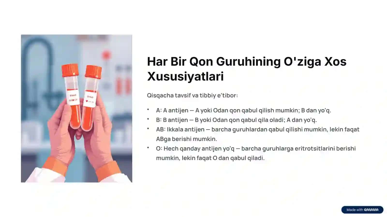 Qon, Qon Guruhlari va Rezus Faktor Asosiy Tushunchalar 4