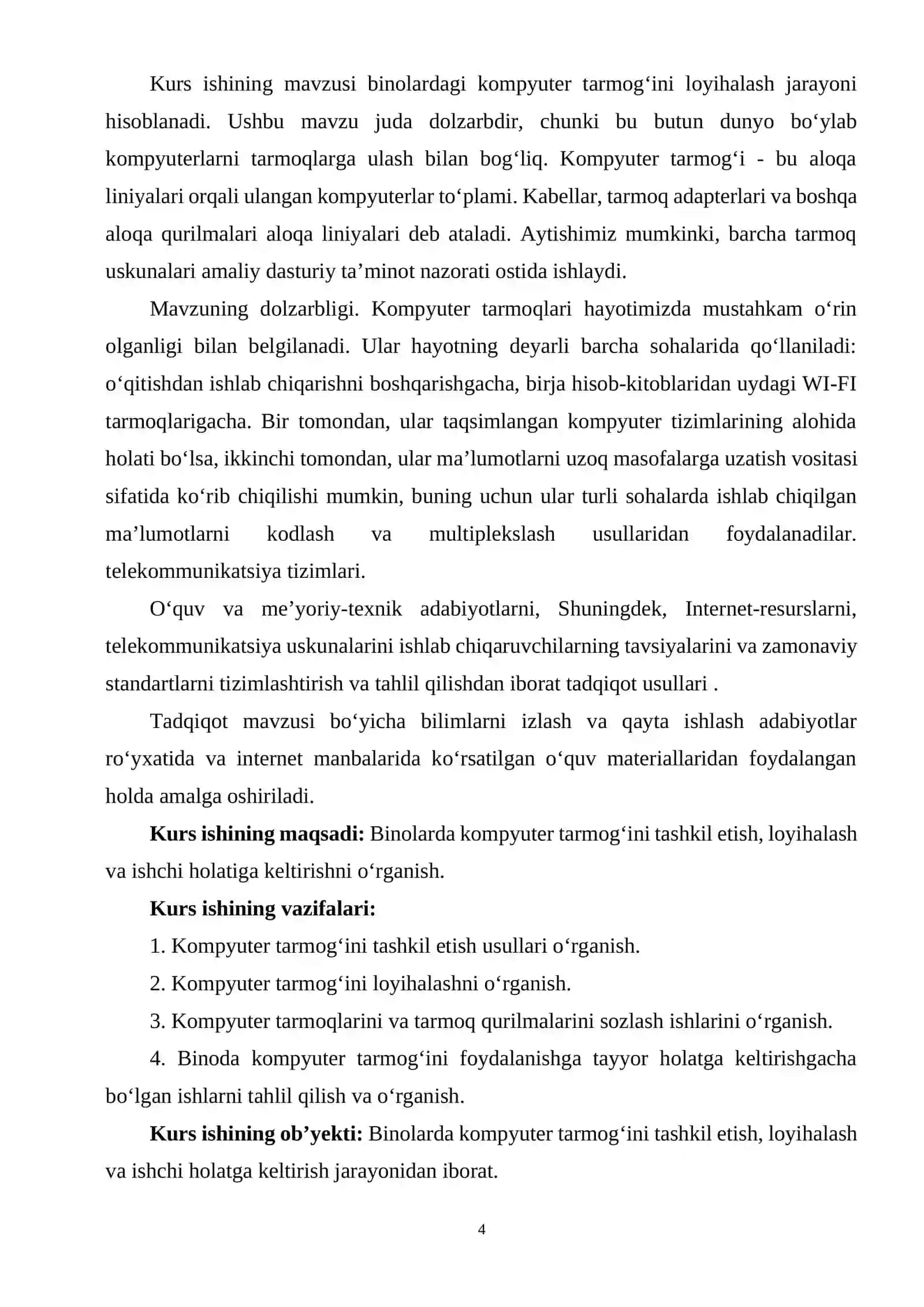 Binolardagi kompyuter tarmoqlarini loyihalashtirish 4