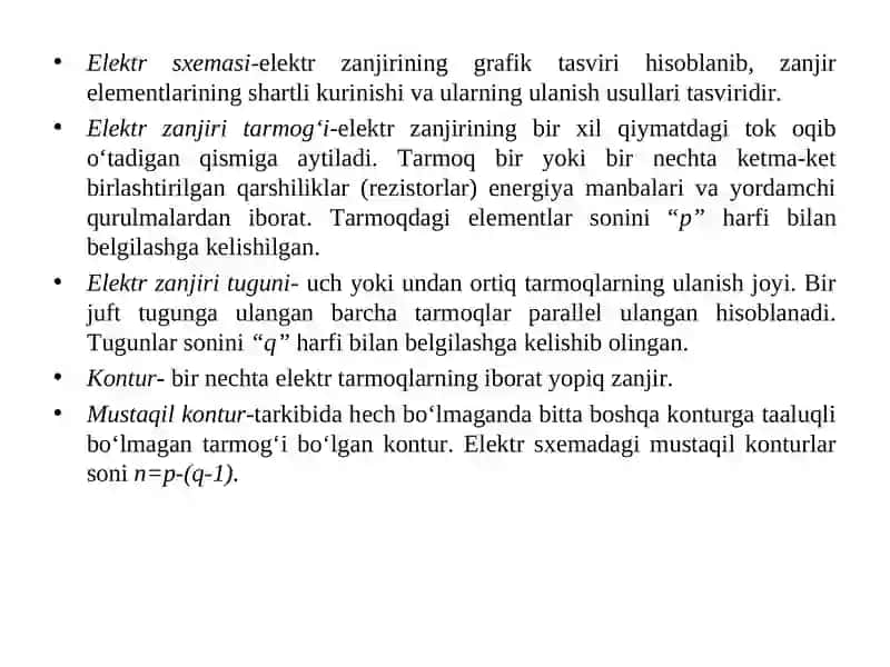 Elektr zanjirlari va o’lchovlari 4