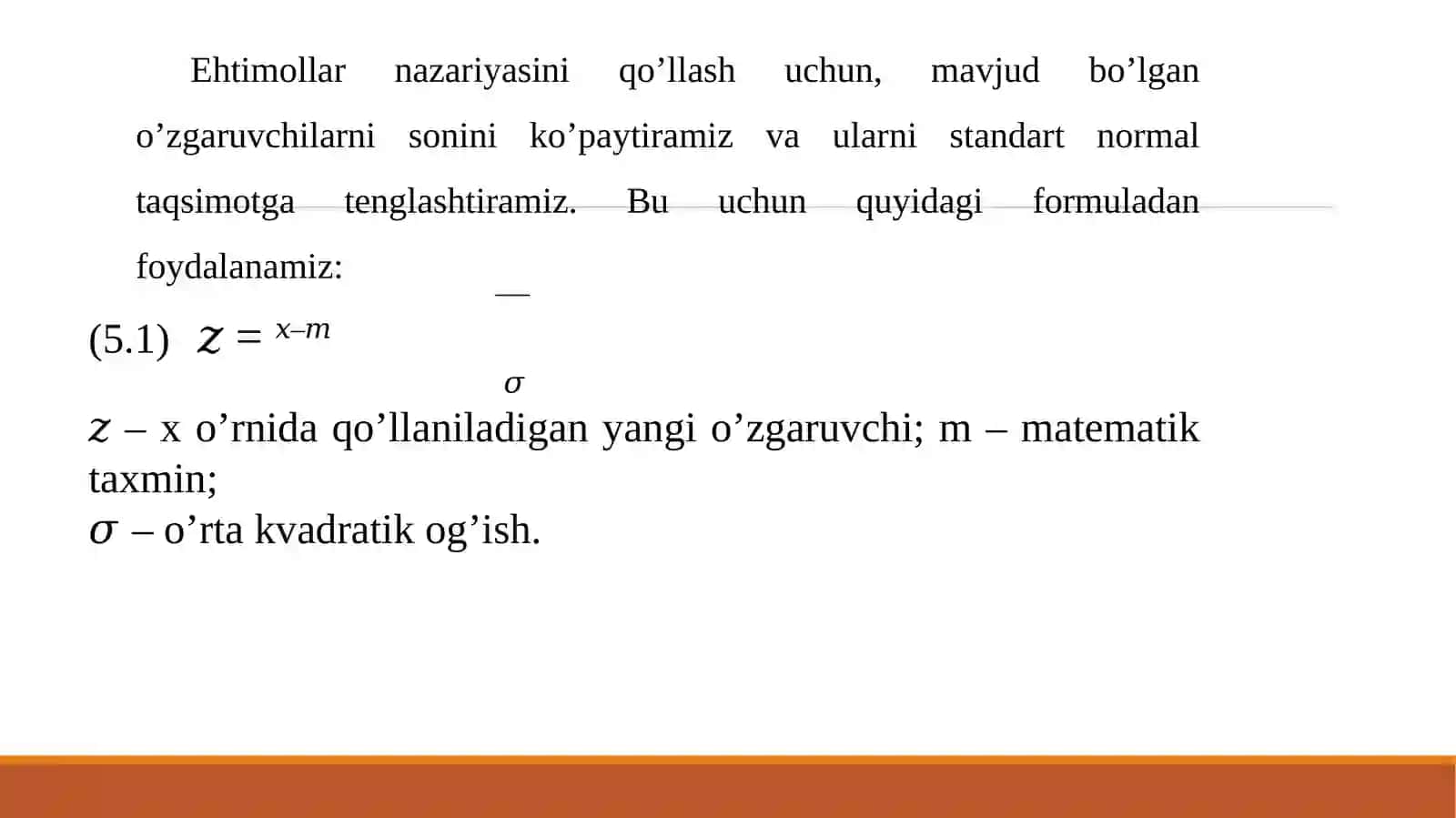Normal taqsimlanish nazariyasining tatbiqiy jihatlari. 4
