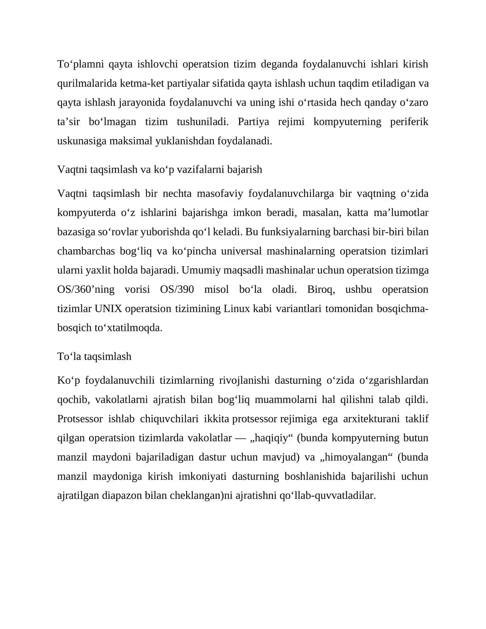 Operatsion tizimlar tarixi mavzusidagi Mustaqil ish 4