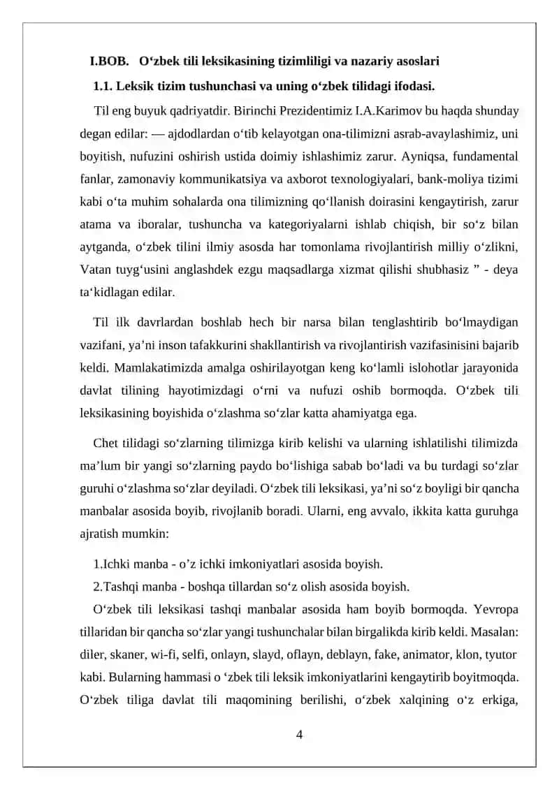 O’zbek tili leksikasini sistemalar sifatida o’rganish 4