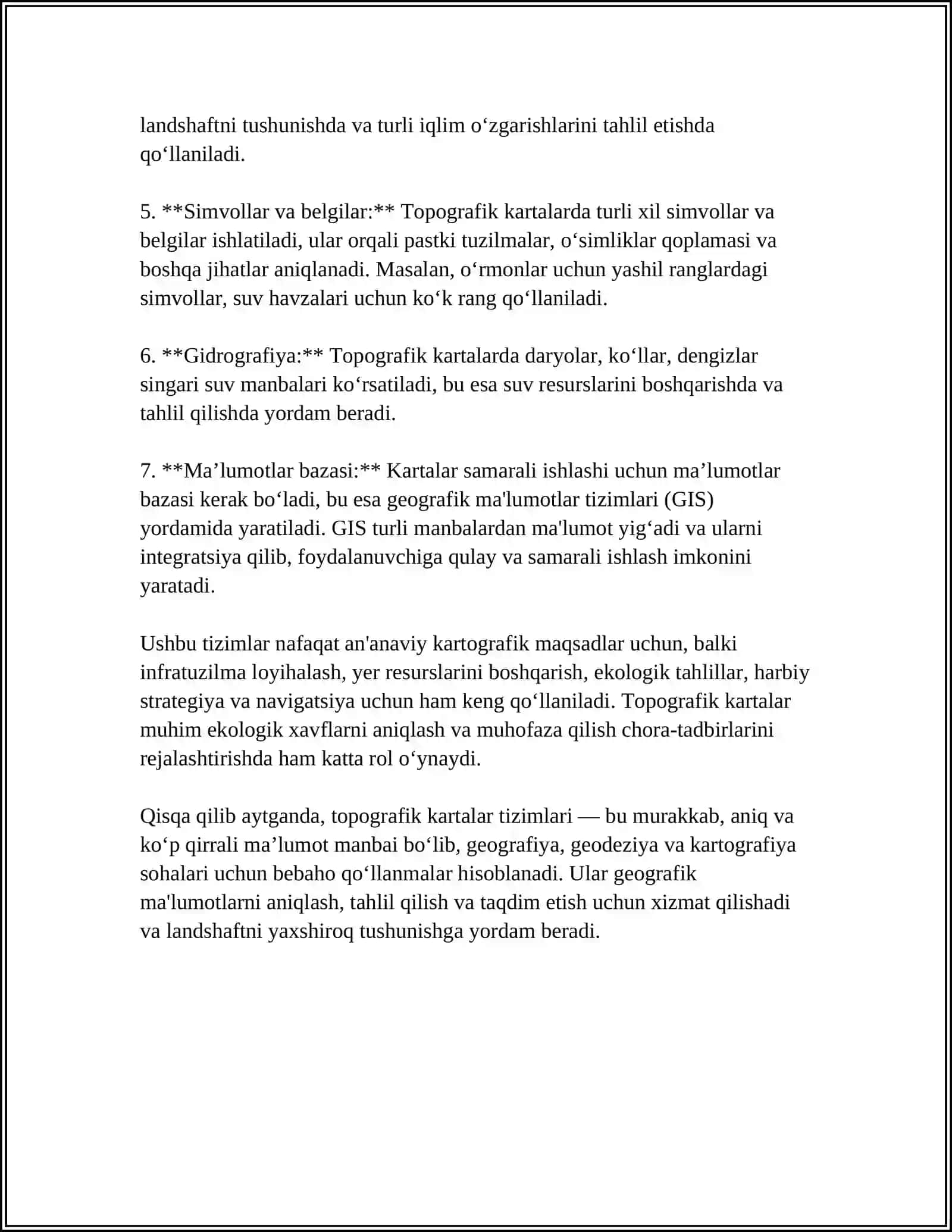 TOPOGRAFIK KARTALAR TUZILISHI VA SHARTLI BELGILAR 4