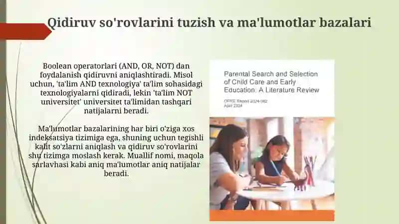 Adabiyotlarni izlash va tanlash 4