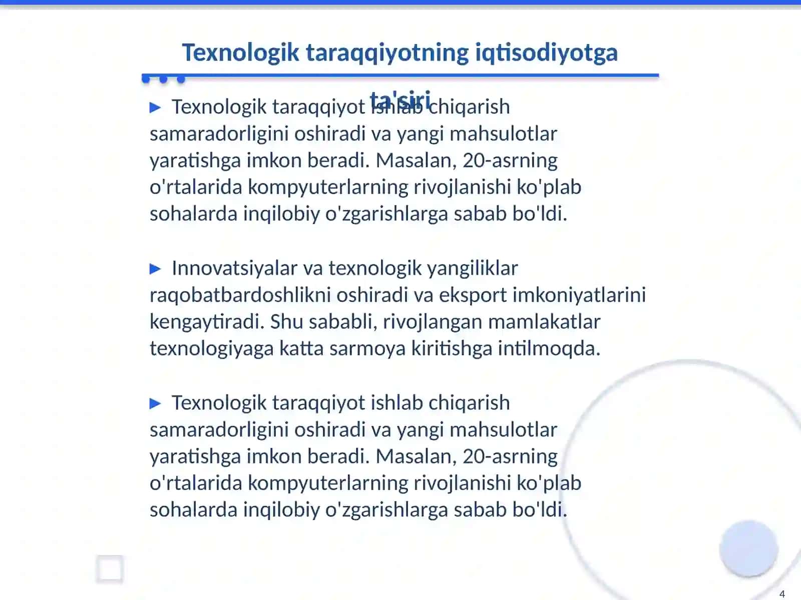 Iqtisodiy o'sish va uni ta'minlovchi omillar 4