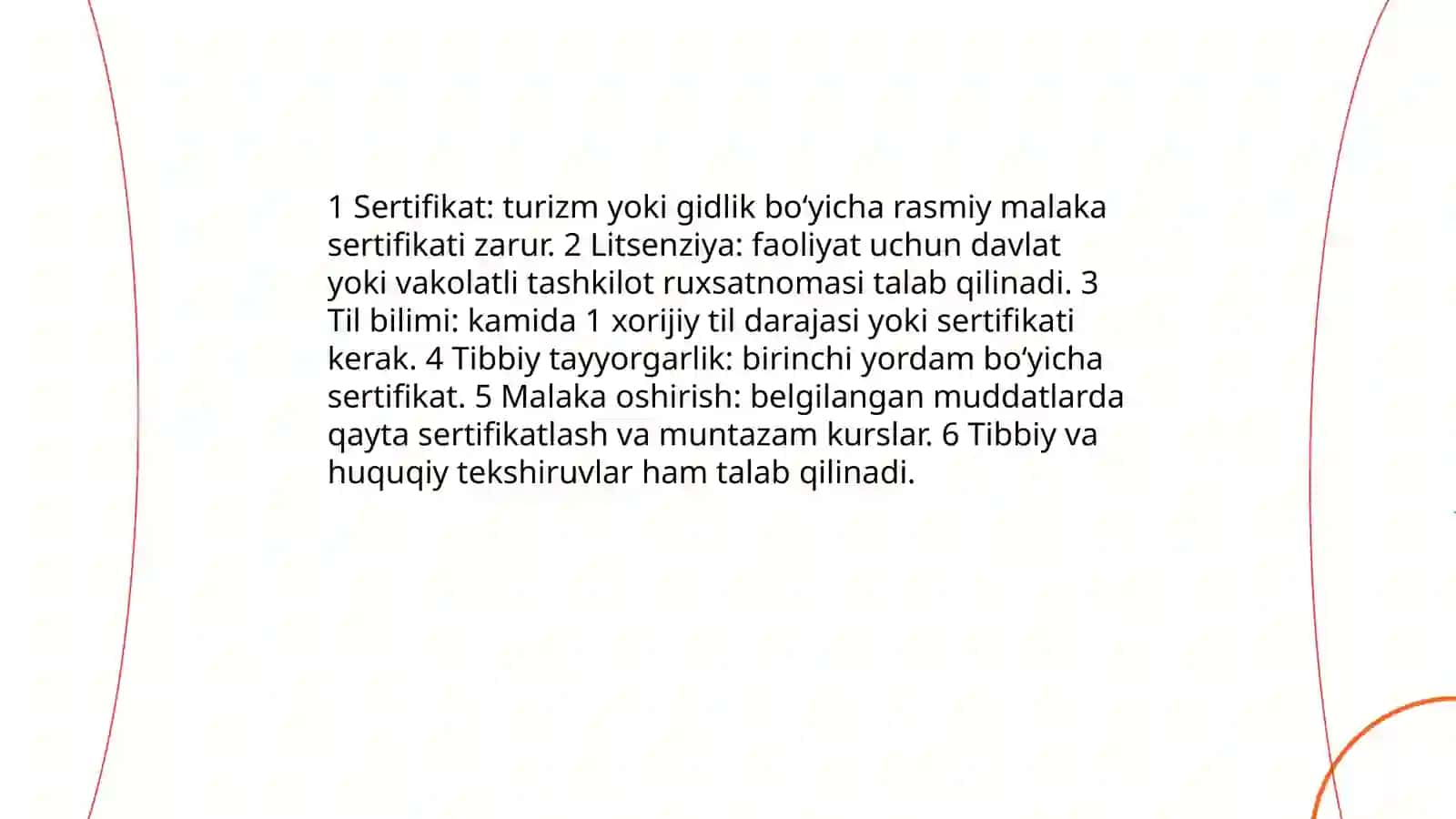 Ekskursiya rahbari - gidga qo'yilgan talablar 4